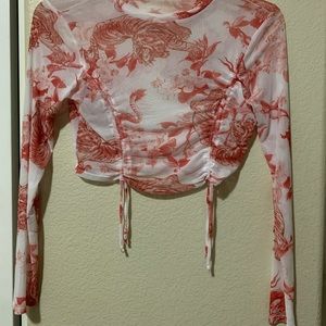 Sheer dragon print crop top